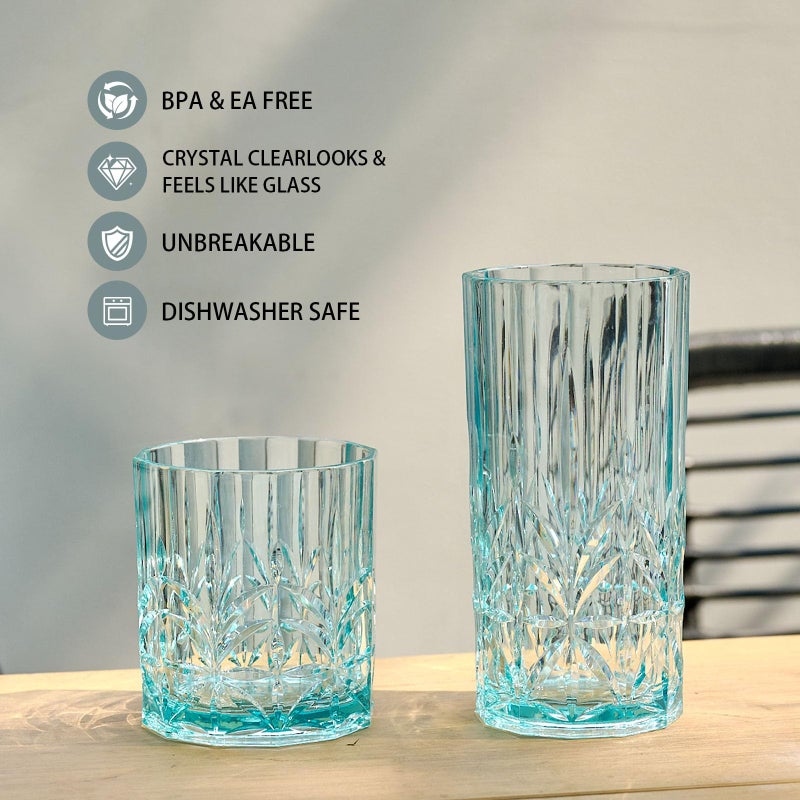 BELLAFORTE Shatterproof Tritan Plastic Tall Tumbler, Set of 4, 18oz - Myrtle Beach Drinking Glasses - Unbreakable Drinking Glasses for Parties - BPA Free - Teal - Image 3